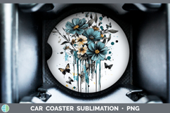 GorgeousTeal Drips Car Coaster design.