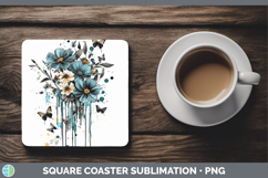 GorgeousTeal Drips Square Coaster design.