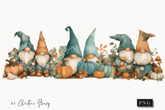 Teal Fall Gnomes Clipart | Fall PNG Product Image 1