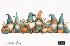Teal Fall Gnomes Clipart | Fall PNG Product Image 1