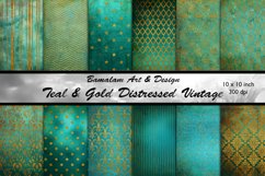 Teal &amp; Gold Distressed Vintage Patterns Product Image 1