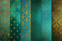 Teal &amp; Gold Distressed Vintage Patterns Product Image 5