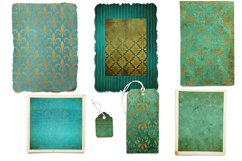 Teal &amp; Gold Distressed Vintage Patterns Product Image 4