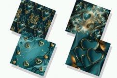 Teal And Golden Luxurious Hearts Digital Paper Bundle Product Image 2
