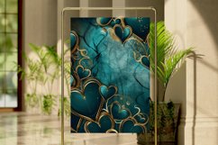 Teal And Golden Luxurious Hearts Digital Paper Bundle Product Image 4