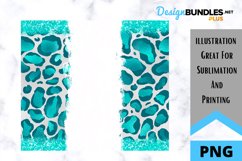 Teal Leopard Glitter Tumbler - Sublimation Product Image 2