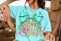 Teal Mermaid Bow PNG with Under the Sea Charms Product Image 2