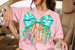 Teal Mermaid Bow PNG with Under the Sea Charms Product Image 3