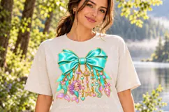 Teal Mermaid Bow PNG with Under the Sea Charms Product Image 4