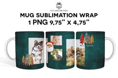 Teal Mug Wrap, Santa Photo Mug PNG
