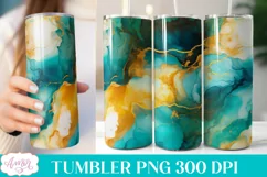 Teal marble 20oz tumbler sublimation PNG, Alcohol ink PNG Product Image 1