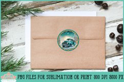 Teal Vintage Truck Christmas Gift Tag Bundle for Sublimation or Print