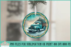 Teal Vintage Truck Christmas Ornament Bundle for Sublimation or Print