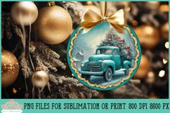 Teal Vintage Truck Christmas Ornament Bundle for Sublimation or Print