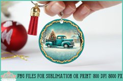 Teal Vintage Truck Christmas Keychain Bundle for Sublimation or Print