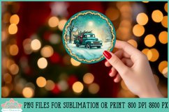 Teal Vintage Truck Christmas Sticker Bundle for Sublimation or Print