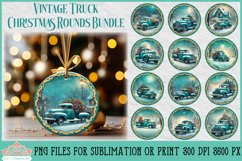 Teal Vintage Truck Christmas Ornament Bundle for Sublimation or Print