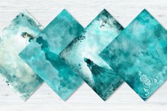 Teal Watercolor Princess Digital Paper Bundle Product Image 5