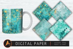 Teal Watercolor Princess Digital Paper PNG Product Image 1