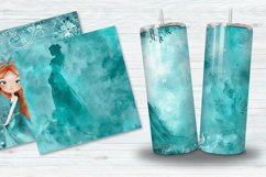 Teal Watercolor Princess Digital Paper Bundle Product Image 4