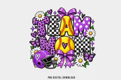 Team Mom Softball PNG Purple Leopard Checkered Coquette png Product Image 1
