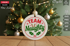Team Naughty SVG | Christmas Round Sign SVG | Xmas SVG Product Image 2