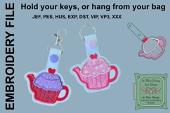Cupcake Teapot Valentine Key Fob or Bag Tag - Snap Tab Product Image 1
