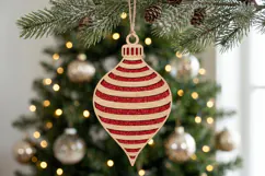 Teardrop Christmas Ornament SVG Laser Cut, Holiday Decor Product Image 2
