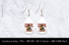 Cowgirl North America Teardrop Earring Sublimation Product Image 1
