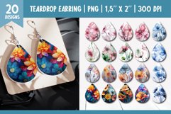 3d Glass Flower Teardrop Earring Sublimation Design Bundle Product Image 1