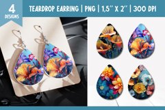3d Glass Flower Teardrop Earring Sublimation Design Bundle Product Image 6