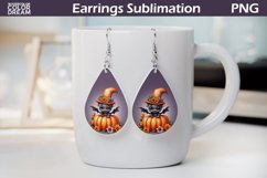 Halloween Earrings Sublimation | Cute Bat Teardrop Earrings Product Image 1