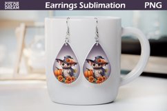 Halloween Teardrop Earrings | Cute Bat Earrings Sublimation Product Image 1