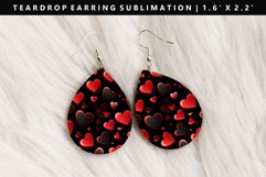 Heart Teardrop Earring Sublimation PNG Design Product Image 1