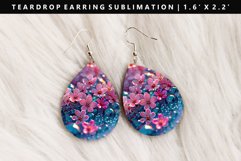 Flower Teardrop Earring Sublimation PNG Design Product Image 1
