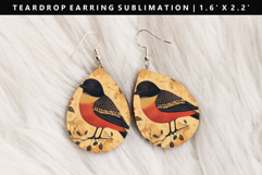 Hanafuda Teardrop Earring Sublimation PNG Design Product Image 1