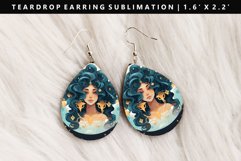 Aquarius Teardrop Earring Sublimation PNG Design Product Image 1