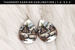 Landscape Teardrop Earring Sublimation PNG Design Product Image 1