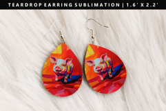 Pig Teardrop Earring Sublimation PNG Design Product Image 1
