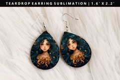 Zodiac Sign Teardrop Earring Sublimation PNG Design Product Image 1