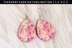 Alcohol Ink Teardrop Earring Sublimation PNG Design Product Image 1