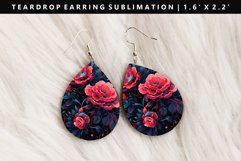 Flower Teardrop Earring Sublimation PNG Design Product Image 1