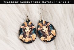 Capricorn Teardrop Earring Sublimation PNG Design Product Image 1
