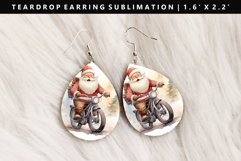 Funny Santa Teardrop Earring Sublimation PNG Design Product Image 1