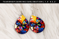 Butterfly Teardrop Earring Sublimation PNG Design Product Image 1