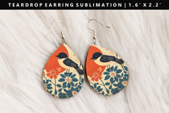 Hanafuda Teardrop Earring Sublimation PNG Design Product Image 1
