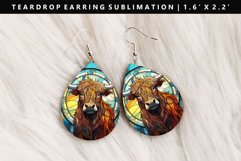 Highland Cow Teardrop Earring Sublimation PNG Design Product Image 1