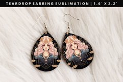 Zodiac Sign Teardrop Earring Sublimation PNG Design Product Image 1