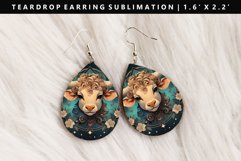 Taurus Teardrop Earring Sublimation PNG Design Product Image 1