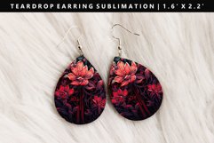 Flower Teardrop Earring Sublimation PNG Design Product Image 1